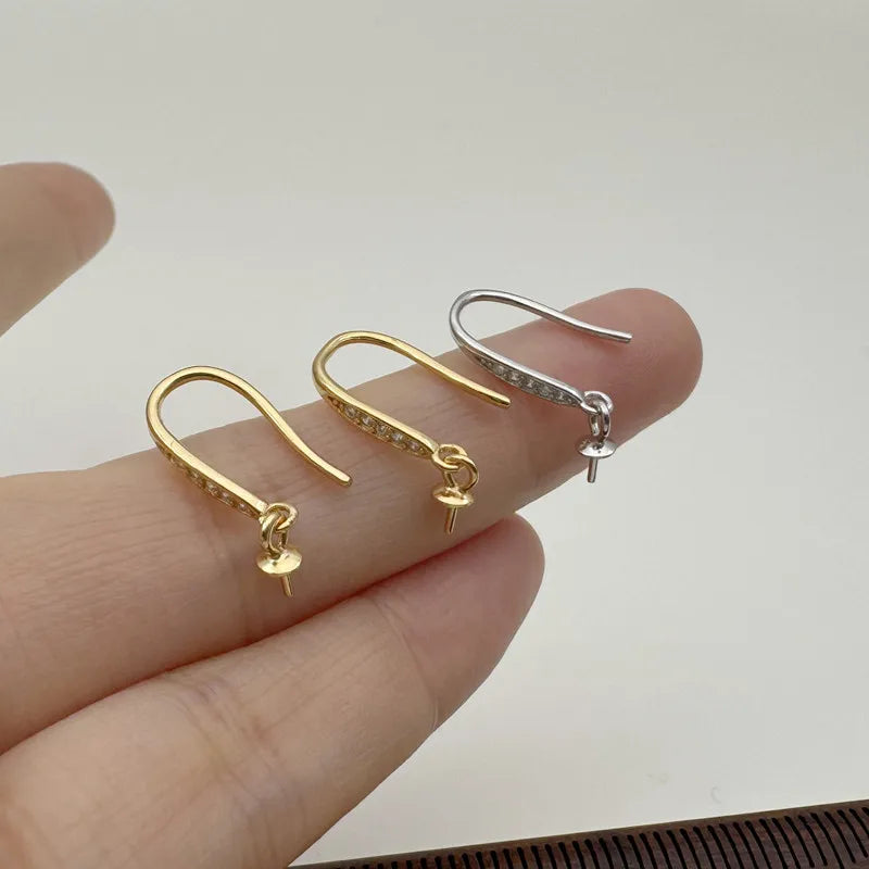 1Pair Solid 925 Sterling Silver Earring Hooks with Pandant for Beads DIY Accessories Making
