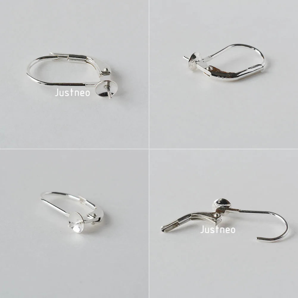 Solid 925 Sterling Silver Hinged French Leverback Eearwire Hook Findings , snap hook for Earring Jewelry DIY