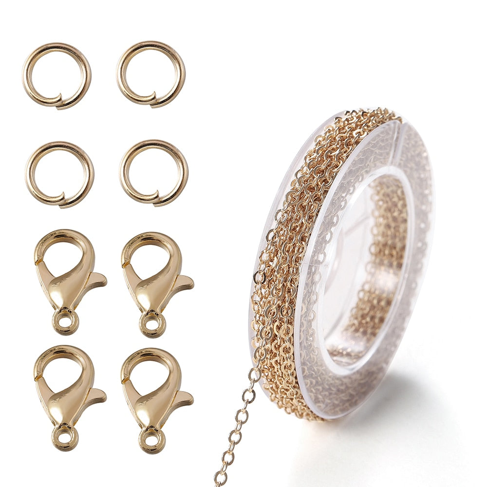 Alloy Link Chain With Jump Rings Lobster Clasps, 3Meter