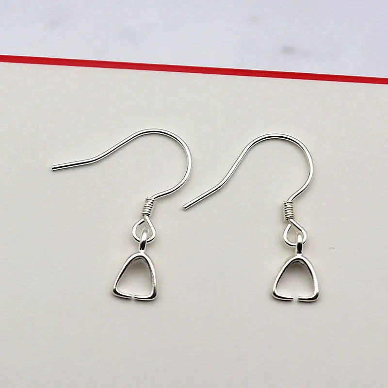 1Pair Solid 925 Sterling Silver Earring Hook with Small Pinch Clasp Connector Clip Bail Pendant DIY Jewelry Findings Accessories