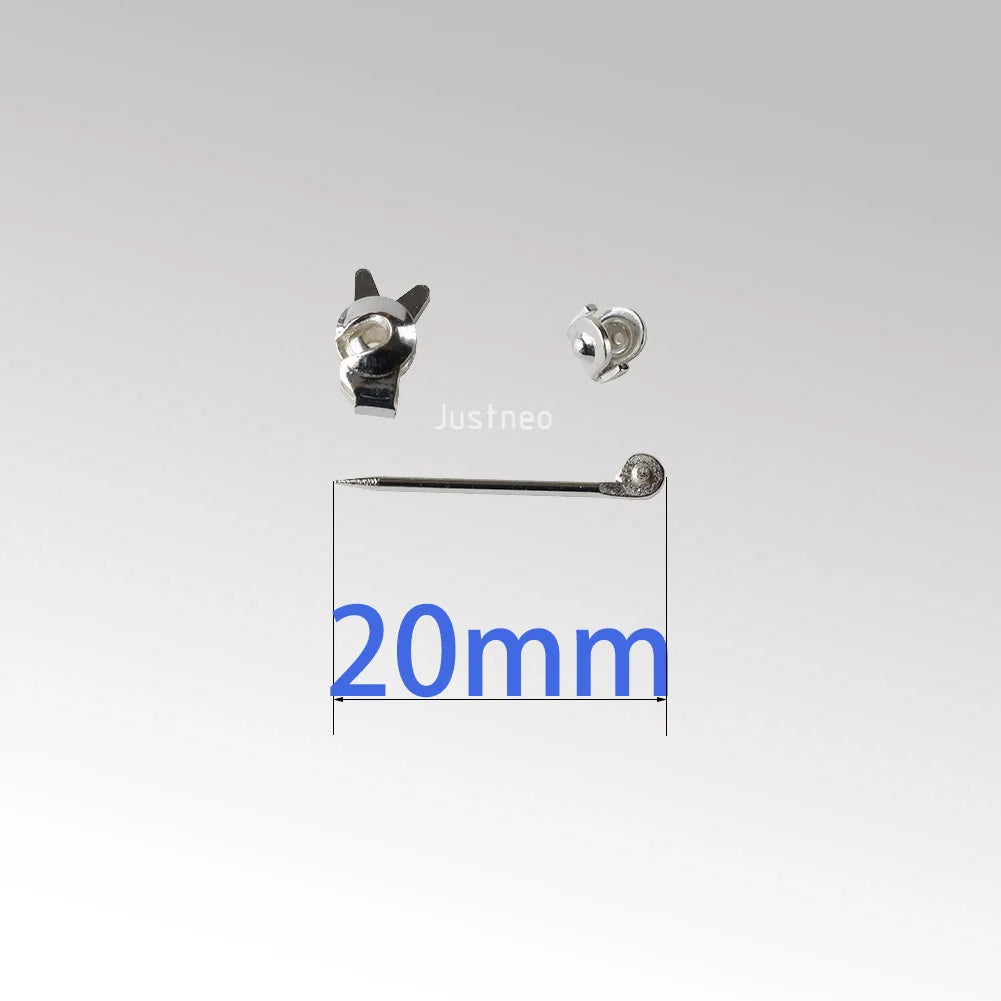 Sterling Silver Brooch Pin Findings, Silver Brooch Pin Catchs / Pin stems/ Pin Ends, Pin Back Straight Locking Jewelry Finding