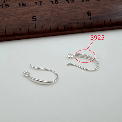 1Pair Solid 925 Sterling Silver Earring Hooks 16mm DIY Accessories Simple Ear Hooks Pearl Components Making