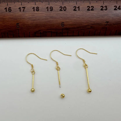 1Set Solid 925 Sterling Silver Earring Setting Screw 1cm 18k Gold Color for Round Beads DIY Accessories Jewelry Making