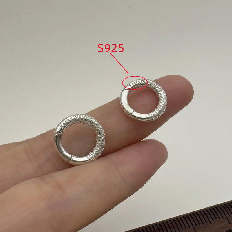 1PCS Solid 925 Sterling Silver 12mm Spring Clasp Round  DIY Jewelry Making Cloud Connector  Accessories Finding