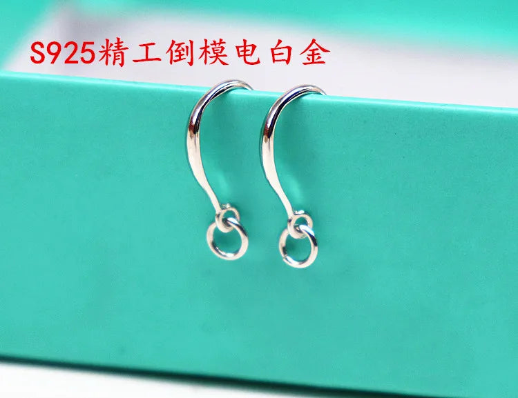 1 Pair Solid 925 Sterling Silver Earring Hook with Open Loop DIY Jewelry Componets Making Accessories Finding Original