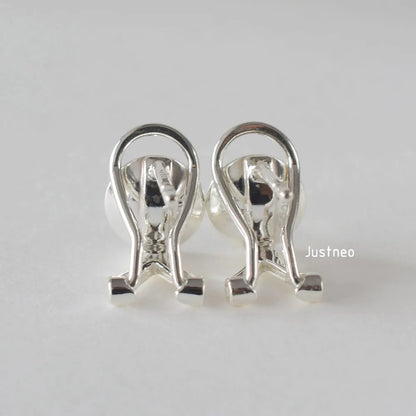 925 Sterling Silver Earring Stud Posts and Pull-up Backs with 8mm Pearl earring cups for Jewelry making supplies