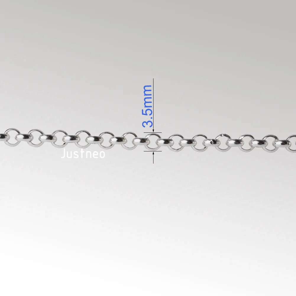 Solid 925 Sterling Silver Rollo/Rolo Chain Loose Rope Link for Jewelry Diy Components and Findings