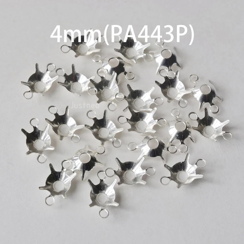 925 Sterling Silver CZ Link Connector Component blanks Settings With Double Loops for Jewelry Making Findings