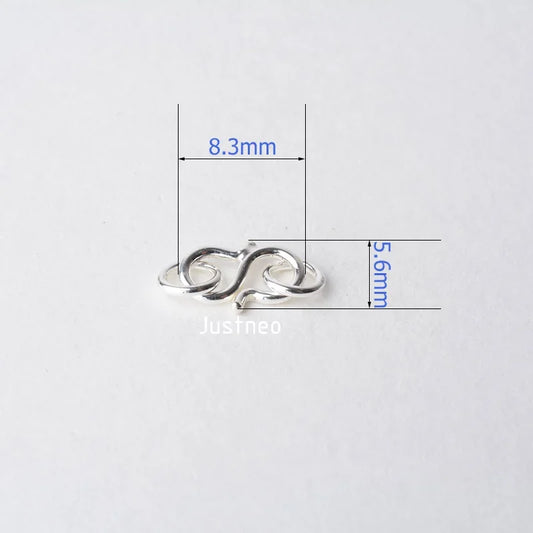 Solid 925 Sterling Silver S-shaped Clasp Hook with Closed Jump Ring, for Necklace / Bracelet Jewelry diy Components