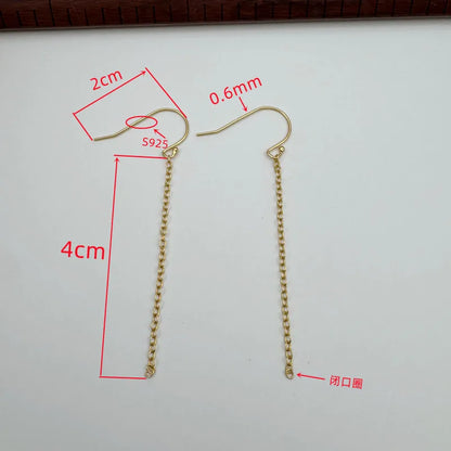 1Pair Solid 925 Sterling Silver Earring Hooks with 4CM Wires DIY Accessories Making for Circle Beads