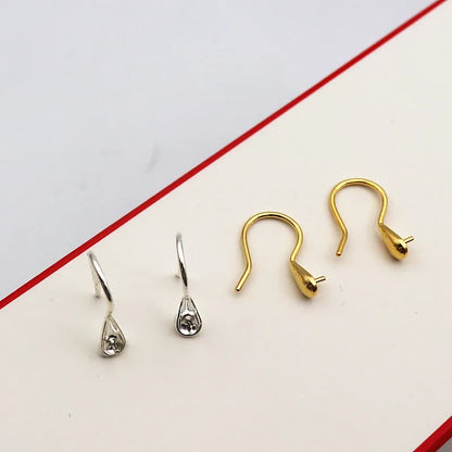 Solid 925 Sterling Silver Earring Hook High-Heeled with Pear Fitting Diy Jewelry Findings Women Components Making 1 Pair