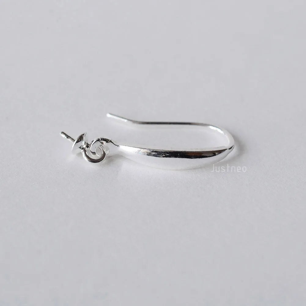 Solid .925 Sterling Silver Earring Hooks with Eyepin Bead Caps, French Ear wire Dangle Pearl Earrings , DIY Accessories