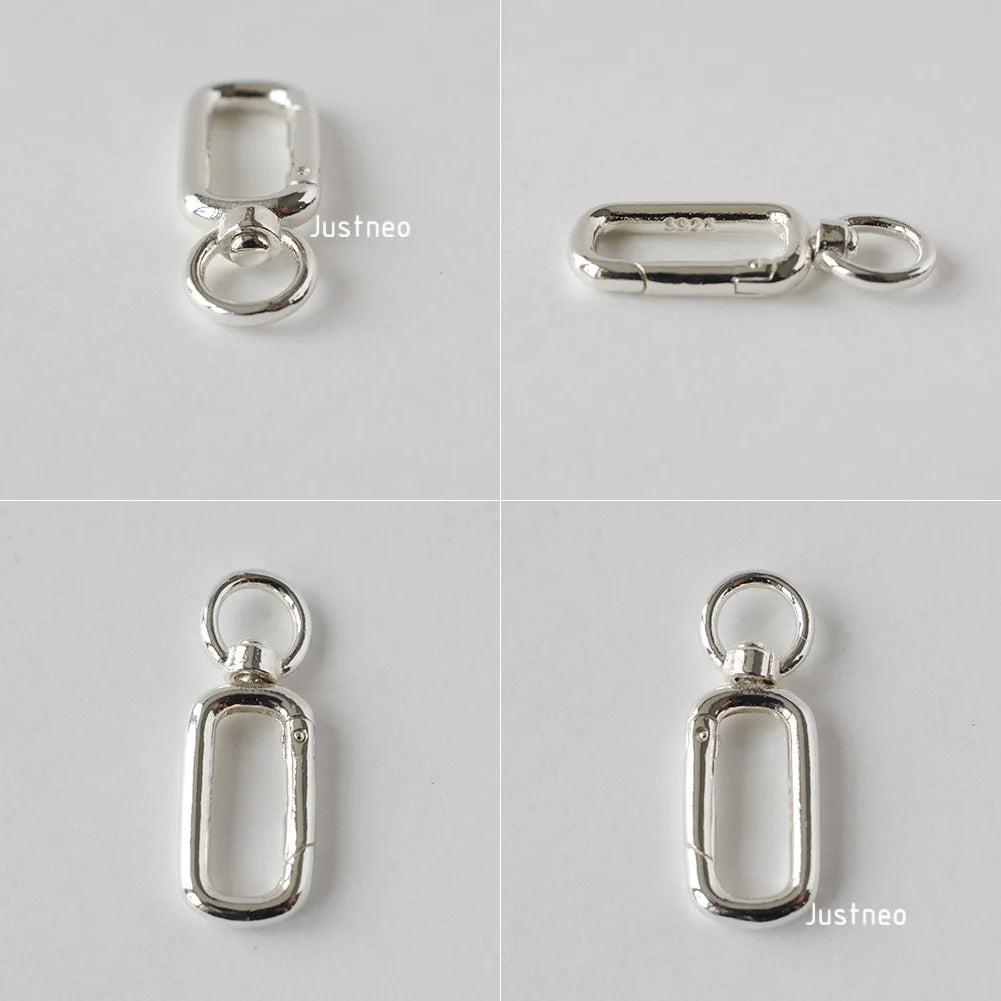 Solid 925 Sterling Silver Clasp,Spring Press Open Hook with Swivel End Ring，Rotatable Buckle for Necklace/Bracelet Jewelry