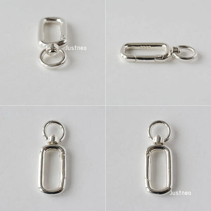 Solid 925 Sterling Silver Clasp,Spring Press Open Hook with Swivel End Ring，Rotatable Buckle for Necklace/Bracelet Jewelry