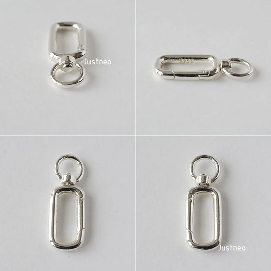 Solid 925 Sterling Silver Clasp,Spring Press Open Hook with Swivel End Ring，Rotatable Buckle for Necklace/Bracelet Jewelry