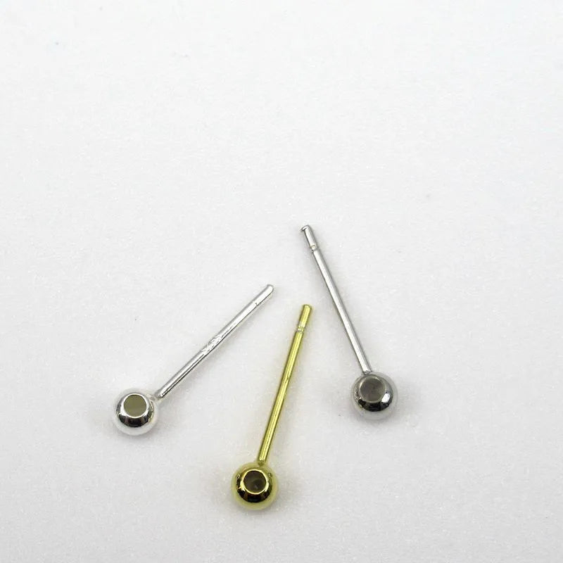1Pair Solid 925 Sterling Silver Earring Studs Ear Post Making with Silicon Hollow for Jewelry Findings DIY Accessories