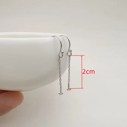 1Pair Solid 925 Sterling Silver Tail Beads Earrings Ear Hooks Chain DIY Accessories Making Anti-Allergy Tassles