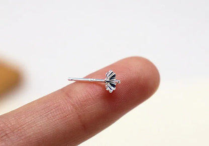 1Pair  925 Sterling  Silver Earring Settings Etud Flower Shape for Pearl Round Beans Accessories DIY Stones for Lady 1 Pair