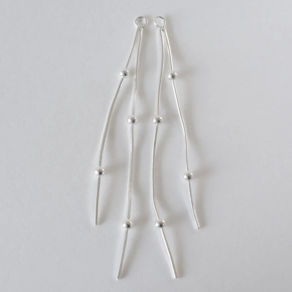 925 Sterling Silver chain earrings, 925 Silver Dangle Earring Box Chain Ear Thread for women
