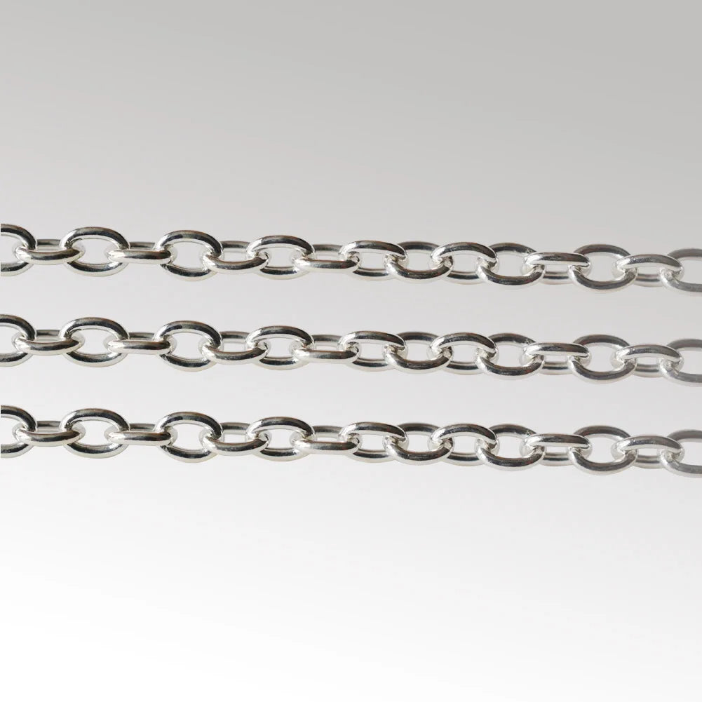 Silver Chain for Jewelry making, 925 Sterling Silver Oval Cable Chain bulk Loose Rope Link Diy Components and Finding