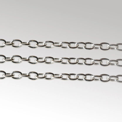 Silver Chain for Jewelry making, 925 Sterling Silver Oval Cable Chain bulk Loose Rope Link Diy Components and Finding