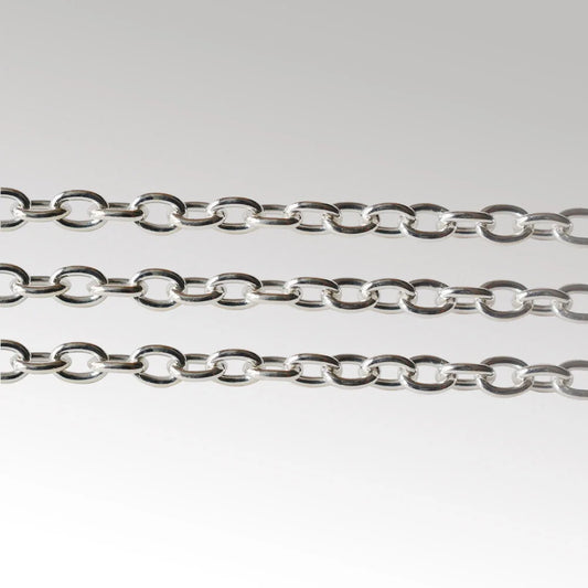 Silver Chain for Jewelry making, 925 Sterling Silver Oval Cable Chain bulk Loose Rope Link Diy Components and Finding