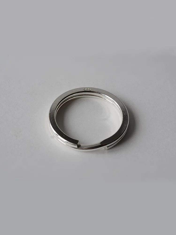 Solid 925 Sterling Silver Split Ring Key Ring, Round Flat Key Chain Rings Metal Split Ring for Home Keys Organization