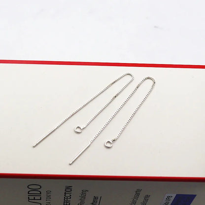 Solid 925 Sterling Silver Box Chain Earring Wire with Open Jump Ring DIY Jewelry Making Accessories Hypoallergenic 1 Pair