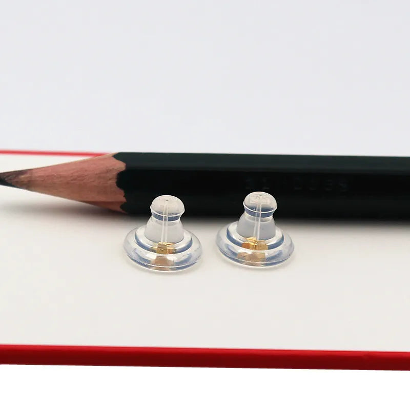 1Pair Solid 925 Sterling Silver 9mm Earring Backs Stoppers 18k Gold Plated Rubber DIY Jewelry Accessories Making