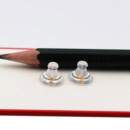1Pair Solid 925 Sterling Silver 9mm Earring Backs Stoppers 18k Gold Plated Rubber DIY Jewelry Accessories Making