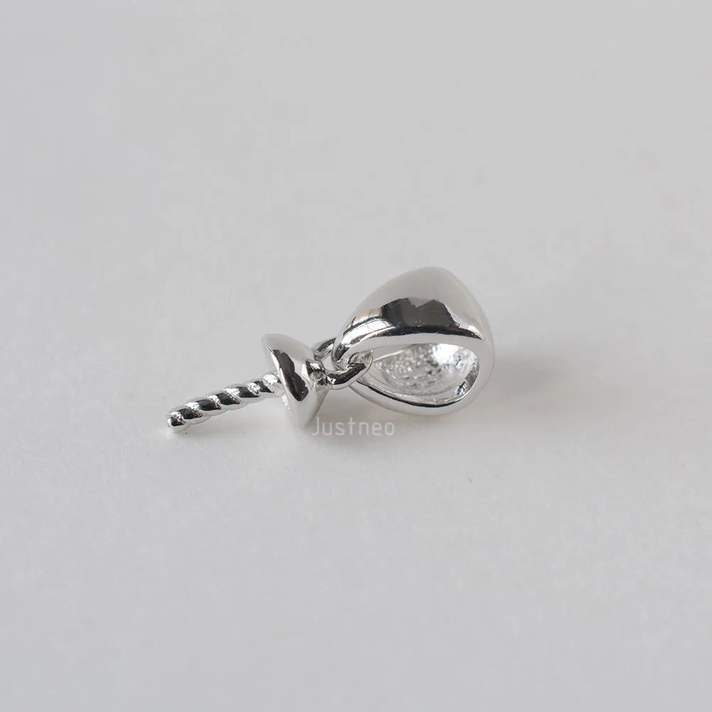 Solid 925 sterling silver bail pendant clasp connector, pinch bail with cup peg for necklace & pendant jewelry
