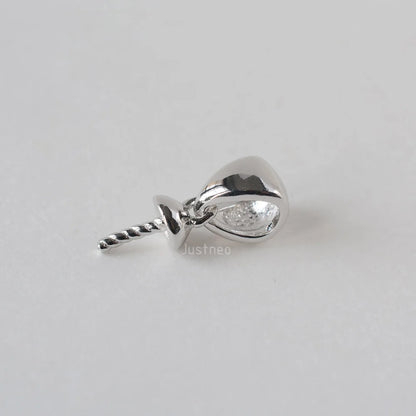 Solid 925 sterling silver bail pendant clasp connector, pinch bail with cup peg for necklace & pendant jewelry