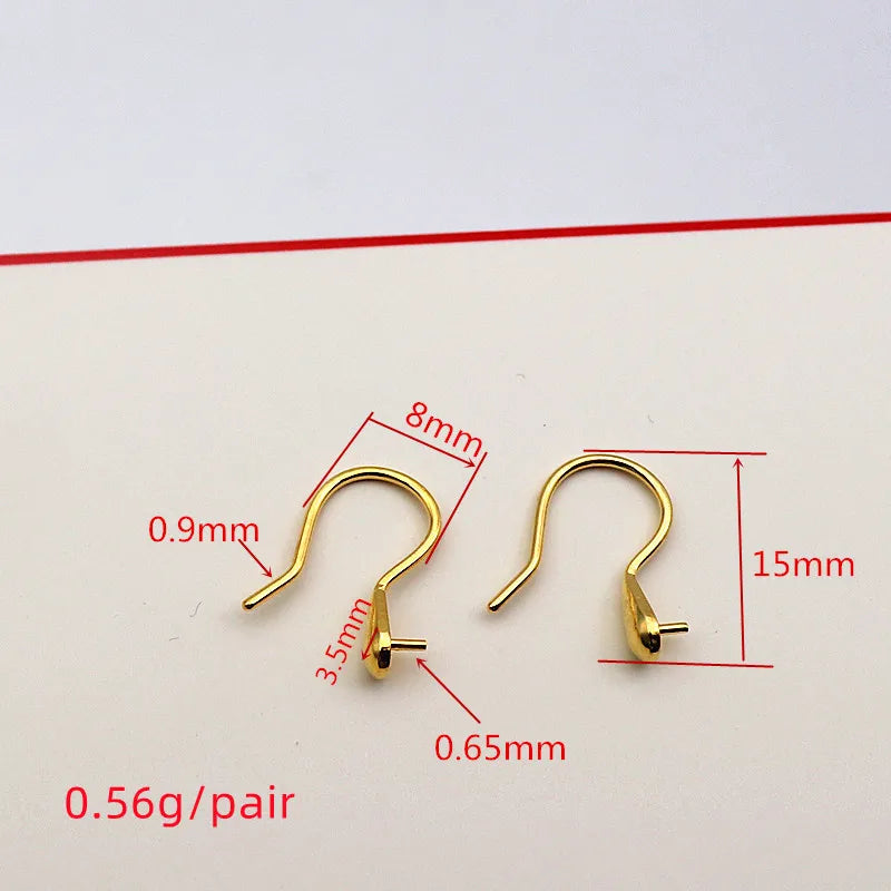 Solid 925 Sterling Silver Earring Hook High-Heeled with Pear Fitting Diy Jewelry Findings Women Components Making 1 Pair