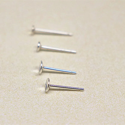 1Pair Solid 925 Sterling Silver Earring Post for Jewelry Making DIY Accessories with Cupped Pad for Pear Beads