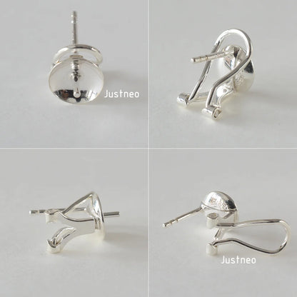 925 Sterling Silver Earring Stud Posts and Pull-up Backs with 8mm Pearl earring cups for Jewelry making supplies