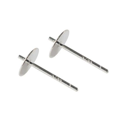 925 Sterling Silver blank post stud earrings with Flat Pad for jewelry making