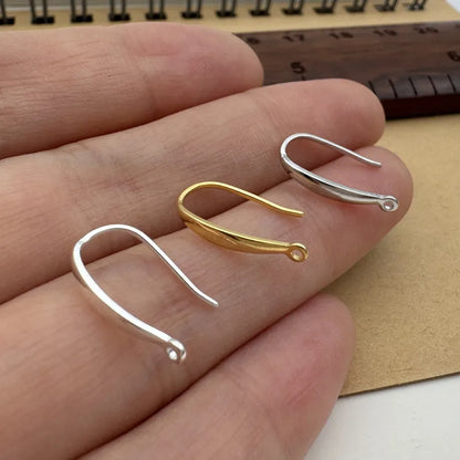 1Pair Solid 925 Sterling Silver Earring Hooks with Closed Jump Ring 18K Gold Color DIY Jewelry Accessories Finding
