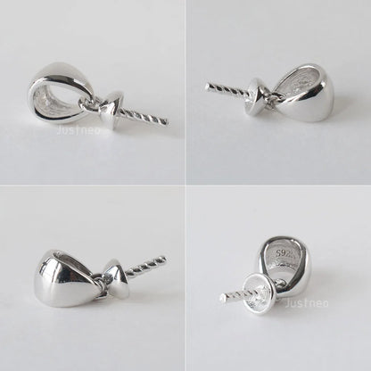 Solid 925 sterling silver bail pendant clasp connector, pinch bail with cup peg for necklace & pendant jewelry