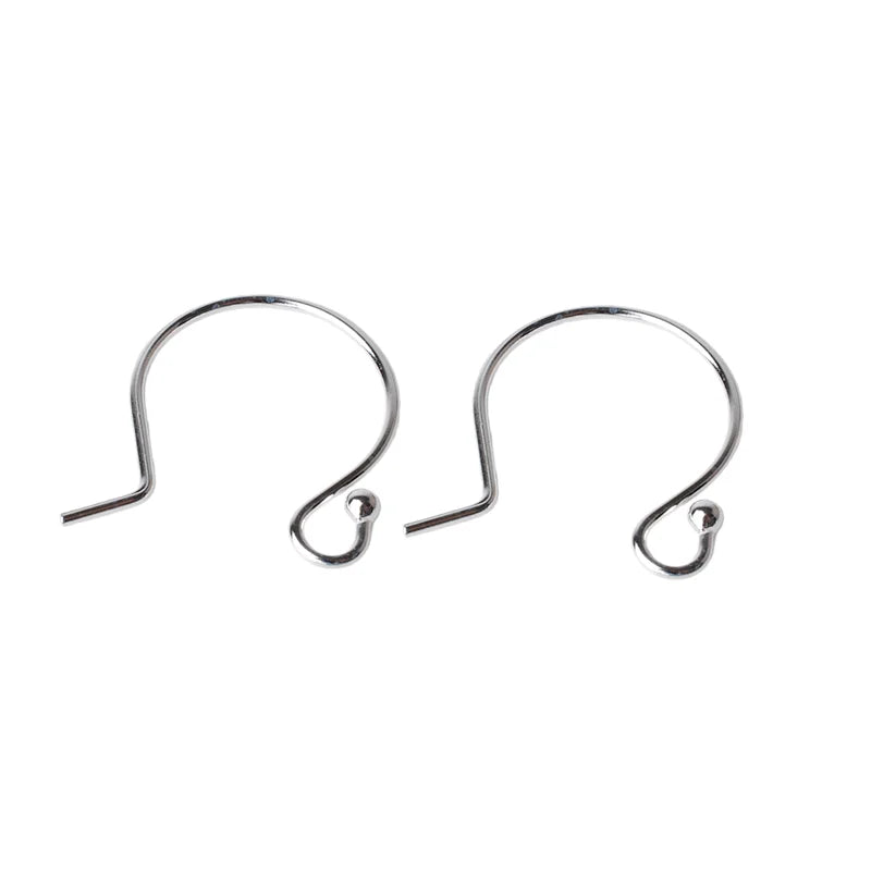 ear hook, solid 925 sterling silver earring wire hooks with ball, sterling silver earring findings components
