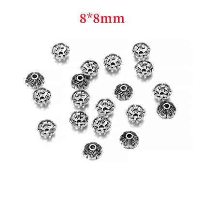 8mm 6-Petal Tibetan Hollow Flower Bead Caps, 50pcs