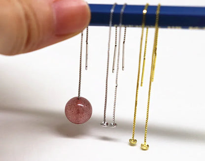1 Pair Solid 925 Sterling Silver Earwire with Headpin EarThread Round Beads Jewelry Making DIY Finding Component Dangle Earring