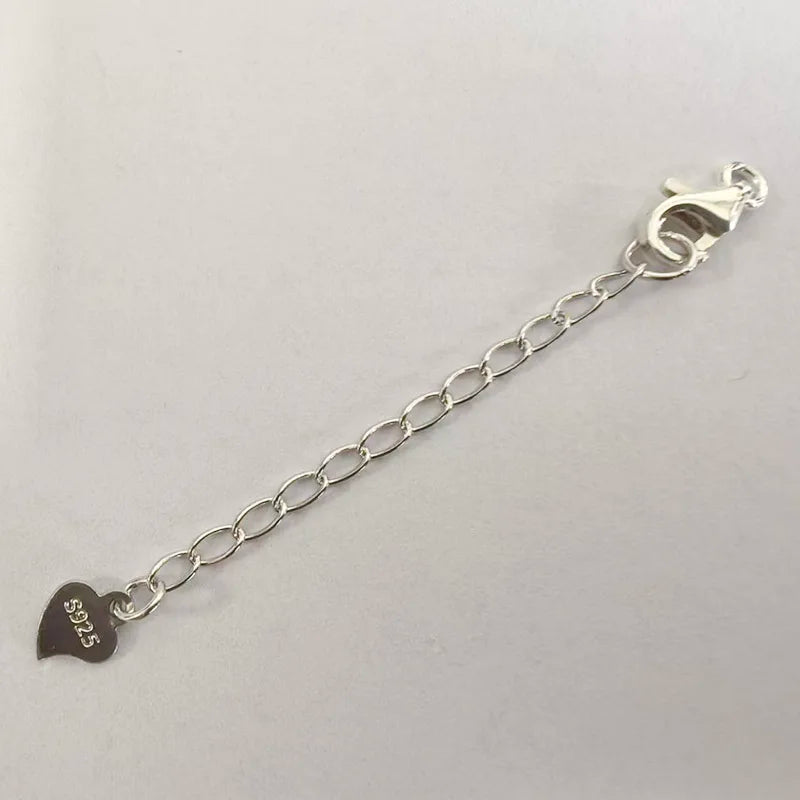 Solid 925 Sterling Silver 8MM Lobster Trigger Clasp with Extender Chain  Rhodium plated