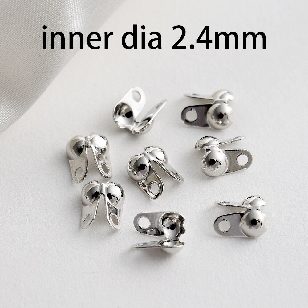 Brass Gold Plating Connector Clasp Ball Chain End Crimps, 100pcs
