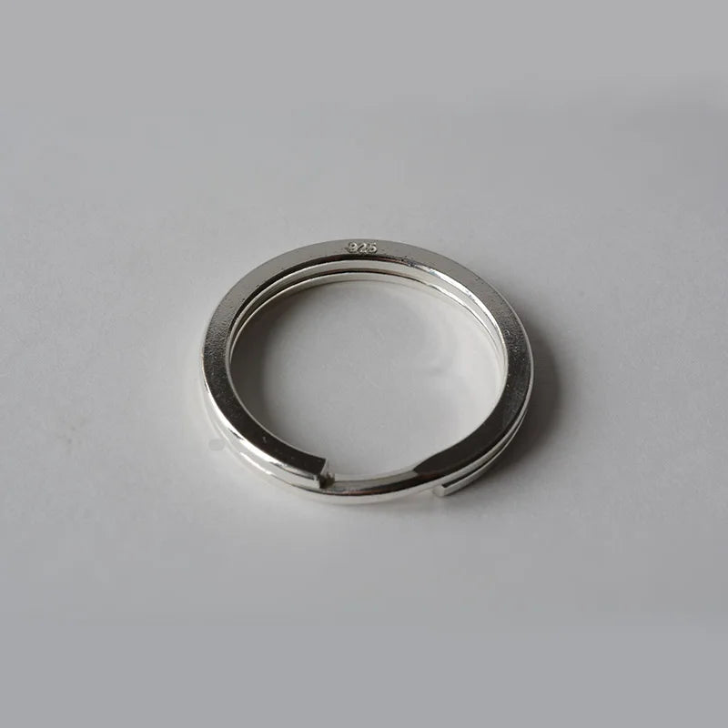 Solid 925 Sterling Silver Split Ring Key Ring, Round Flat Key Chain Rings Metal Split Ring for Home Keys Organization
