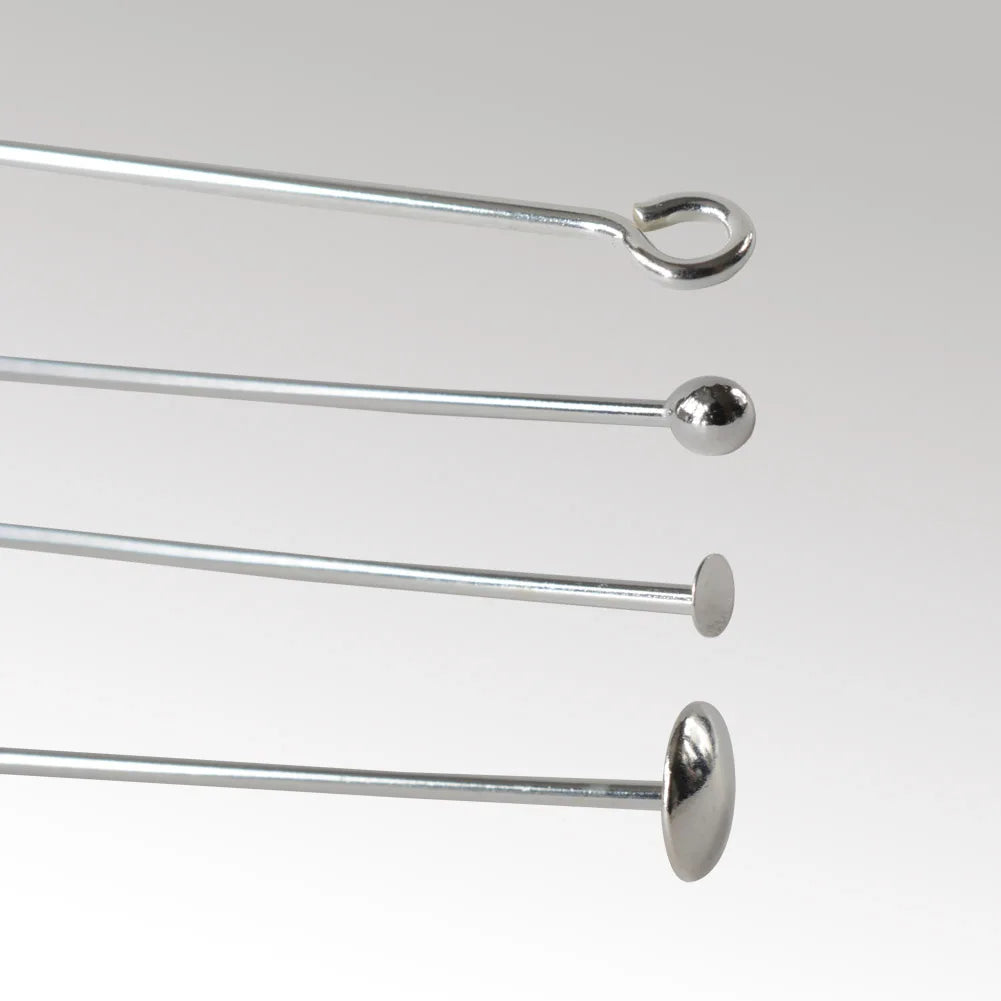 925 Sterling Silver head pins for jewelry making supplies, t needle pins