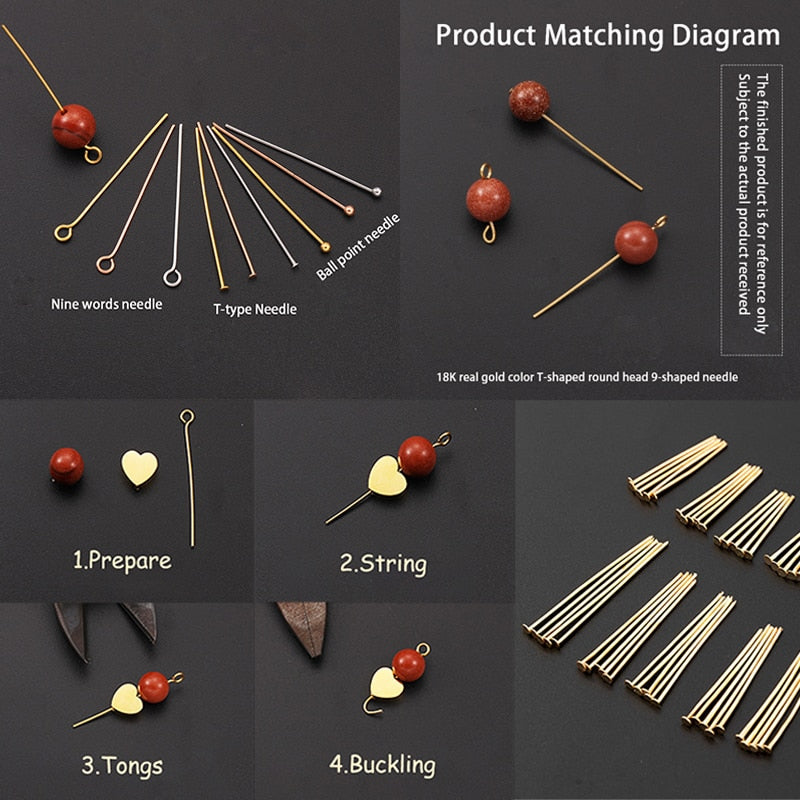 Stainless Steel Headpins, 100pcs