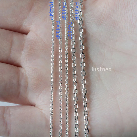 Solid 925 Sterling Silver Oval Cable Chain bulk Loose Rope Link for Jewelry making Diy Components and Findings, 1 meter