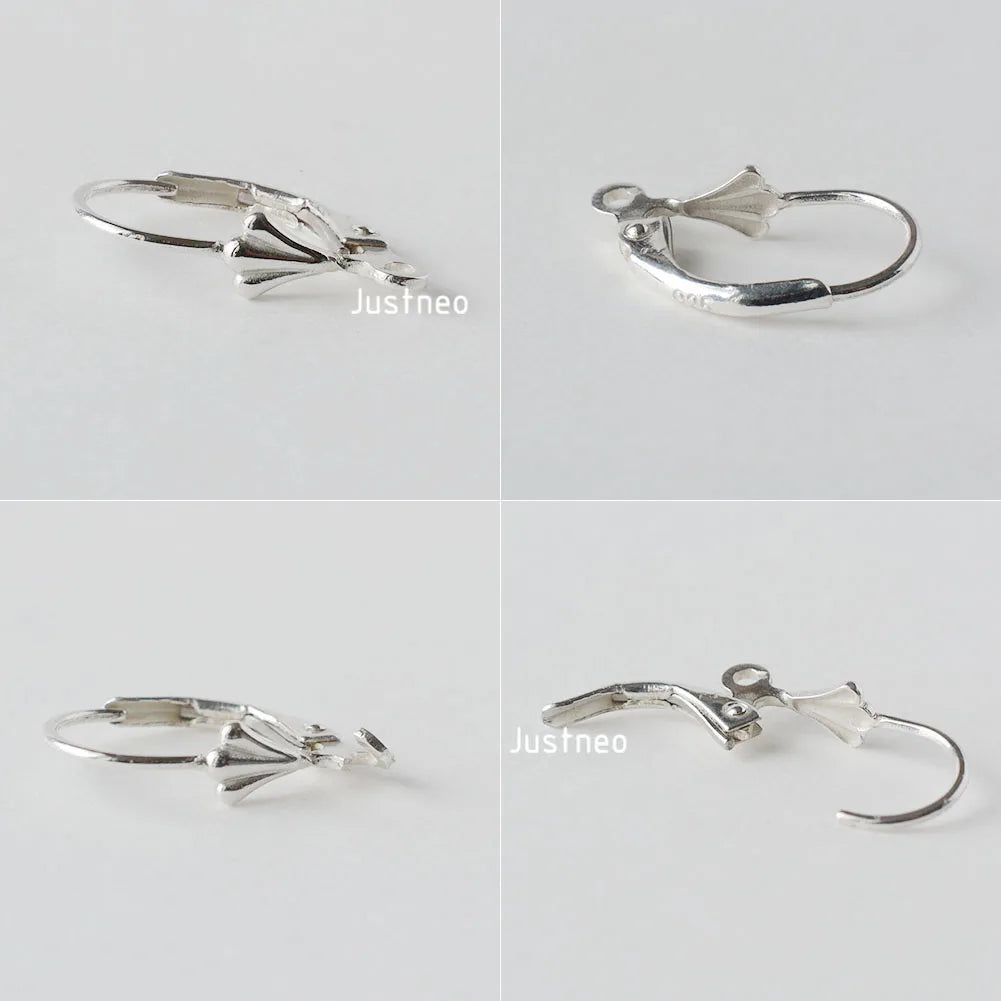 Solid 925 Sterling Silver Hinged French Leverback Eearwire Hook Findings , snap hook for Earring Jewelry DIY