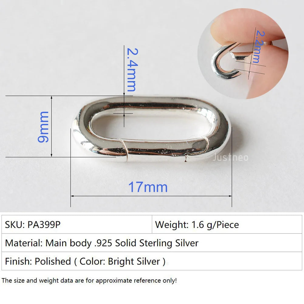 Solid 925 Sterling Silver Spring Rings, Spring Snap Clip Hooks silver Metal Split Rings Small Clamp Clasp for Jewelry Making