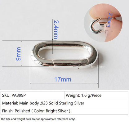 Solid 925 Sterling Silver Spring Rings, Spring Snap Clip Hooks silver Metal Split Rings Small Clamp Clasp for Jewelry Making
